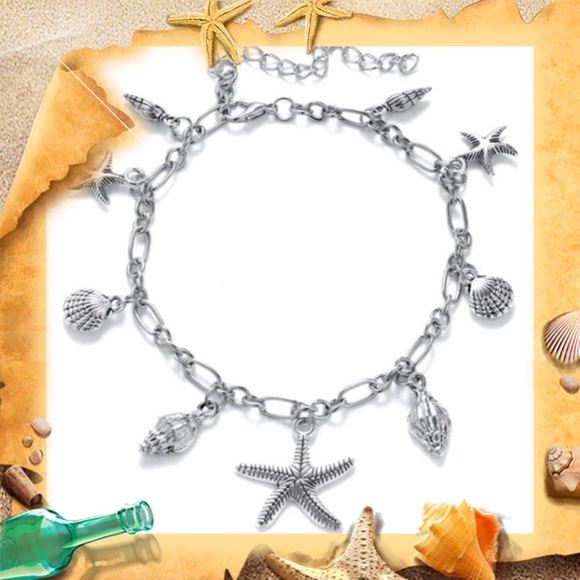 HP!🎉Starfish & Shells Silver Ankle Bracelet! - Picture 5 of 6